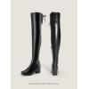 imageDREAM PAIRS Womens Laurence Over The Knee Thigh High Chunky Heel Boots Long Stretch Sexy Fall BootsBlackPu