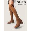 imageDREAM PAIRS Womens Laurence Over The Knee Thigh High Chunky Heel Boots Long Stretch Sexy Fall BootsBrownSuede