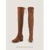imageDREAM PAIRS Womens Laurence Over The Knee Thigh High Chunky Heel Boots Long Stretch Sexy Fall BootsBrownSuede