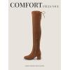 imageDREAM PAIRS Womens Laurence Over The Knee Thigh High Chunky Heel Boots Long Stretch Sexy Fall BootsBrownSuede