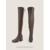imageDREAM PAIRS Womens Laurence Over The Knee Thigh High Chunky Heel Boots Long Stretch Sexy Fall BootsKhaki