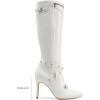 imageDREAM PAIRS Womens Metallic Stiletto Heeled Knee High Boots Sexy Fashion Pointed Toe Dress Boots with Stud and Zipper TasselWhite