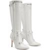 imageDREAM PAIRS Womens Metallic Stiletto Heeled Knee High Boots Sexy Fashion Pointed Toe Dress Boots with Stud and Zipper TasselWhite