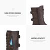 imageDREAM PAIRS Womens Mid Calf Builtin Wallet Pocket Lace up Military Combat BootsBrown
