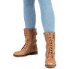 imageDREAM PAIRS Womens Mid Calf Builtin Wallet Pocket Lace up Military Combat BootsCamelpu