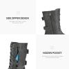 imageDREAM PAIRS Womens Mid Calf Builtin Wallet Pocket Lace up Military Combat BootsGreypu