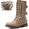 imageDREAM PAIRS Womens Mid Calf Builtin Wallet Pocket Lace up Military Combat BootsKhaki