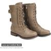 imageDREAM PAIRS Womens Mid Calf Builtin Wallet Pocket Lace up Military Combat BootsKhaki