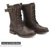 imageDREAM PAIRS Womens Mid Calf Builtin Wallet Pocket Lace up Military Combat BootsMissionbrown