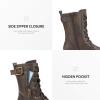 imageDREAM PAIRS Womens Mid Calf Builtin Wallet Pocket Lace up Military Combat BootsMissionbrown