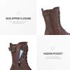 imageDREAM PAIRS Womens Mid Calf Builtin Wallet Pocket Lace up Military Combat BootsMissionburgundy