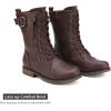 imageDREAM PAIRS Womens Mid Calf Builtin Wallet Pocket Lace up Military Combat BootsMissionburgundy