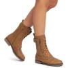 imageDREAM PAIRS Womens Mid Calf Builtin Wallet Pocket Lace up Military Combat BootsMissioncamel