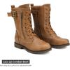 imageDREAM PAIRS Womens Mid Calf Builtin Wallet Pocket Lace up Military Combat BootsMissioncamel