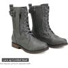 imageDREAM PAIRS Womens Mid Calf Builtin Wallet Pocket Lace up Military Combat BootsMissiongrey