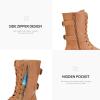 imageDREAM PAIRS Womens Mid Calf Builtin Wallet Pocket Lace up Military Combat BootsTerrancamel