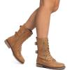 imageDREAM PAIRS Womens Mid Calf Builtin Wallet Pocket Lace up Military Combat BootsTerrancamel