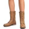imageDREAM PAIRS Womens Mid Calf Builtin Wallet Pocket Lace up Military Combat BootsTerrancamel