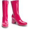 imageDREAM PAIRS Womens Mid Calf Gogo Boots Low Block Heel Square Toe Ankle Boot with Zipper for Party Cosplay DanceHot Pink