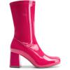 imageDREAM PAIRS Womens Mid Calf Gogo Boots Low Block Heel Square Toe Ankle Boot with Zipper for Party Cosplay DanceHot Pink
