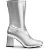 imageDREAM PAIRS Womens Mid Calf Gogo Boots Low Block Heel Square Toe Ankle Boot with Zipper for Party Cosplay DanceMetallic Silver