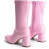 imageDREAM PAIRS Womens Mid Calf Gogo Boots Low Block Heel Square Toe Ankle Boot with Zipper for Party Cosplay DancePink