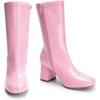 imageDREAM PAIRS Womens Mid Calf Gogo Boots Low Block Heel Square Toe Ankle Boot with Zipper for Party Cosplay DancePink