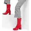imageDREAM PAIRS Womens Mid Calf Gogo Boots Low Block Heel Square Toe Ankle Boot with Zipper for Party Cosplay DanceRed