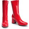 imageDREAM PAIRS Womens Mid Calf Gogo Boots Low Block Heel Square Toe Ankle Boot with Zipper for Party Cosplay DanceRed