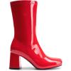 imageDREAM PAIRS Womens Mid Calf Gogo Boots Low Block Heel Square Toe Ankle Boot with Zipper for Party Cosplay DanceRed