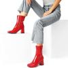 imageDREAM PAIRS Womens Mid Calf Gogo Boots Low Block Heel Square Toe Ankle Boot with Zipper for Party Cosplay DanceRedpat