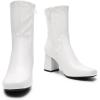 imageDREAM PAIRS Womens Mid Calf Gogo Boots Low Block Heel Square Toe Ankle Boot with Zipper for Party Cosplay DanceWhite