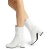 imageDREAM PAIRS Womens Mid Calf Gogo Boots Low Block Heel Square Toe Ankle Boot with Zipper for Party Cosplay DanceWhitepat