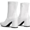 imageDREAM PAIRS Womens Mid Calf Gogo Boots Low Block Heel Square Toe Ankle Boot with Zipper for Party Cosplay DanceWhitepat