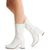 imageDREAM PAIRS Womens Mid Calf Gogo Boots Low Block Heel Square Toe Ankle Boot with Zipper for Party Cosplay DanceWhitepat1