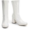 imageDREAM PAIRS Womens Mid Calf Gogo Boots Low Block Heel Square Toe Ankle Boot with Zipper for Party Cosplay DanceWhitepat1