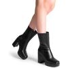 imageDREAM PAIRS Womens Mid Calf Gogo Boots Platform High Chunky Block Heel Square Toe Ankle BootsBlackpu