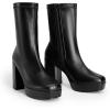 imageDREAM PAIRS Womens Mid Calf Gogo Boots Platform High Chunky Block Heel Square Toe Ankle BootsBlackpu