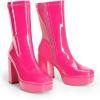 imageDREAM PAIRS Womens Mid Calf Gogo Boots Platform High Chunky Block Heel Square Toe Ankle BootsHot Pinkpat