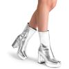 imageDREAM PAIRS Womens Mid Calf Gogo Boots Platform High Chunky Block Heel Square Toe Ankle BootsMetallic Silver