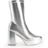 imageDREAM PAIRS Womens Mid Calf Gogo Boots Platform High Chunky Block Heel Square Toe Ankle BootsMetallic Silver