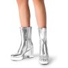 imageDREAM PAIRS Womens Mid Calf Gogo Boots Platform High Chunky Block Heel Square Toe Ankle BootsMetallic Silver