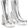 imageDREAM PAIRS Womens Mid Calf Gogo Boots Platform High Chunky Block Heel Square Toe Ankle BootsMetallic Silver
