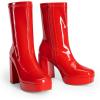 imageDREAM PAIRS Womens Mid Calf Gogo Boots Platform High Chunky Block Heel Square Toe Ankle BootsRedpat
