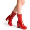 imageDREAM PAIRS Womens Mid Calf Gogo Boots Platform High Chunky Block Heel Square Toe Ankle BootsRedpat
