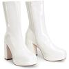 imageDREAM PAIRS Womens Mid Calf Gogo Boots Platform High Chunky Block Heel Square Toe Ankle BootsWhitepat