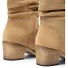 imageDREAM PAIRS Womens Modern Western Cowboy Boots Mid Calf Round toe Chunky Heel Cowgirl Country Ankle Boots with Pull On TabsKhakisuede