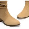 imageDREAM PAIRS Womens Modern Western Cowboy Boots Mid Calf Round toe Chunky Heel Cowgirl Country Ankle Boots with Pull On TabsKhakisuede