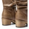 imageDREAM PAIRS Womens Modern Western Cowboy Boots Mid Calf Round toe Chunky Heel Cowgirl Country Ankle Boots with Pull On TabsMocha