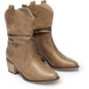 imageDREAM PAIRS Womens Modern Western Cowboy Boots Mid Calf Round toe Chunky Heel Cowgirl Country Ankle Boots with Pull On TabsMocha